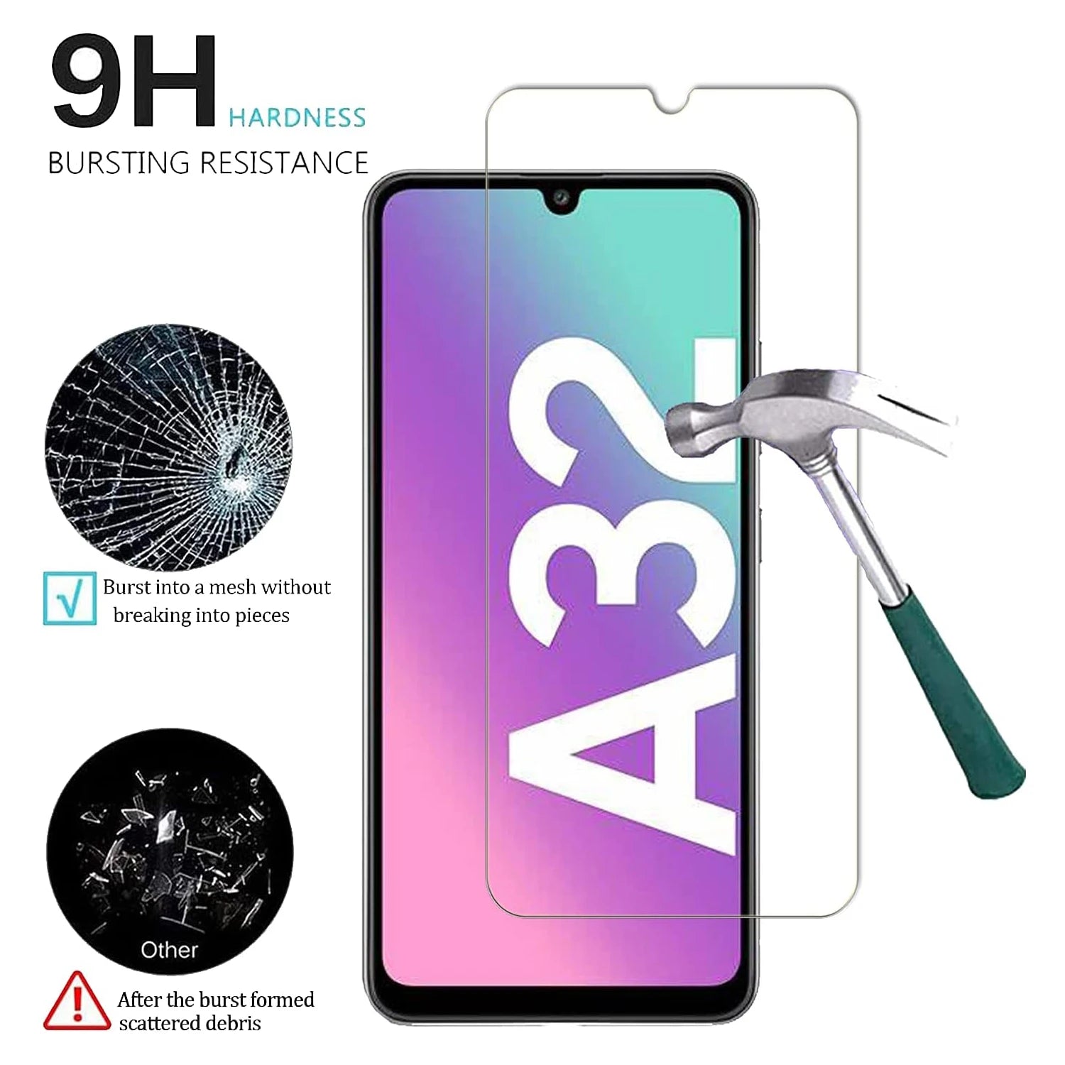 HD Screen Protector Film For Samsung Galaxy A32 4G 2/4Pcs 9H Tempered Glass