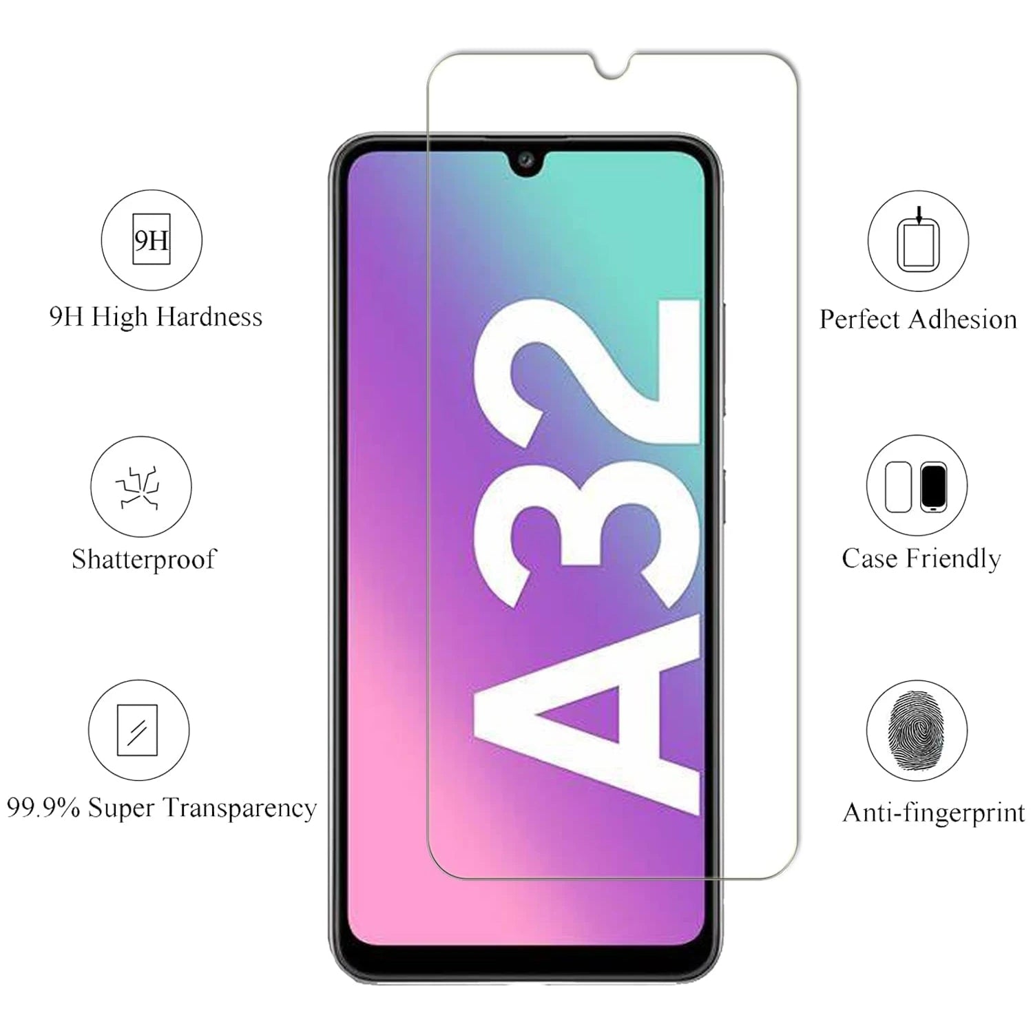 HD Screen Protector Film For Samsung Galaxy A32 4G 2/4Pcs 9H Tempered Glass