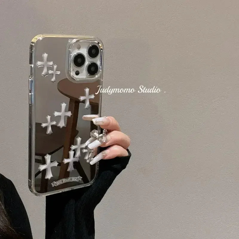 Keresztes tükrőződő tok iphonra