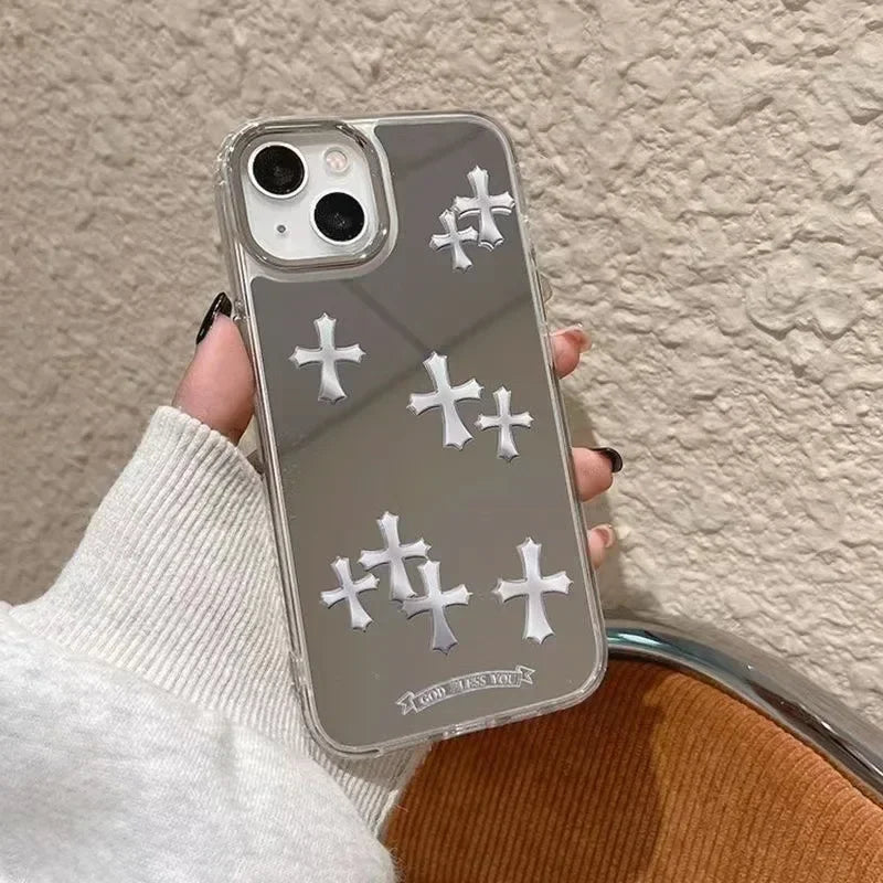 Keresztes tükrőződő tok iphonra