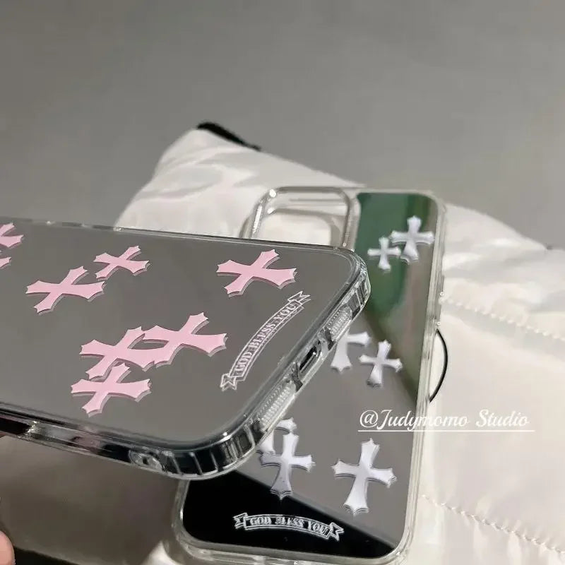 Keresztes tükrőződő tok iphonra