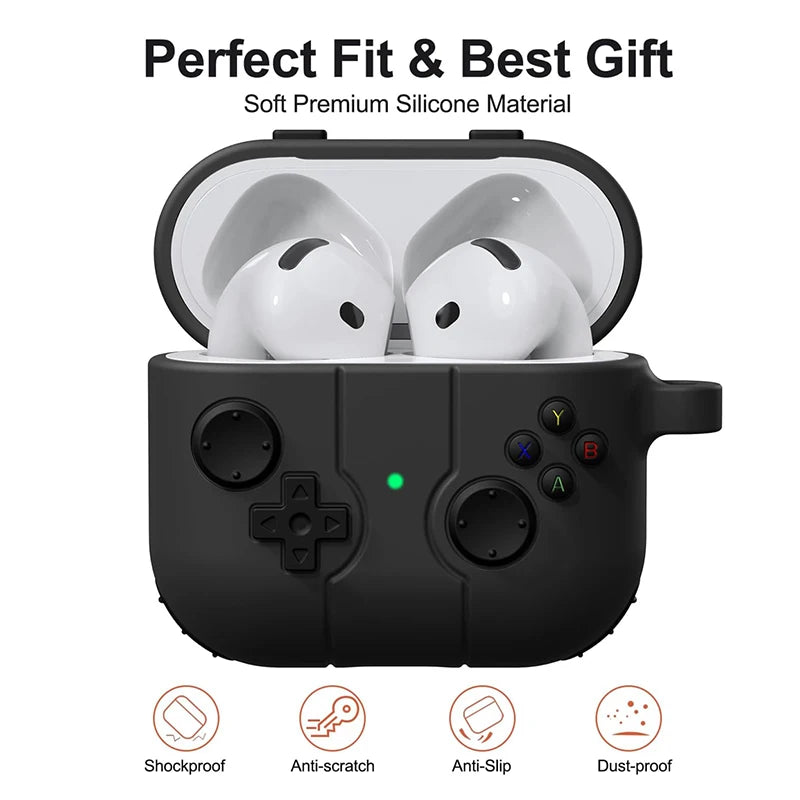 Fülhallgató tok Airpods 4 2024-hez Aranyos rajzfilm 3D Gamepad szilikon ütésálló dobozborítás Airpods 1 2 3 2021 Airpods Pro 2-höz