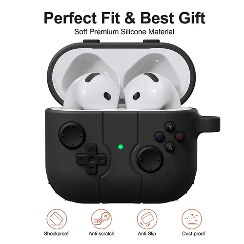 Fülhallgató tok Airpods 4 2024-hez Aranyos rajzfilm 3D Gamepad szilikon ütésálló dobozborítás Airpods 1 2 3 2021 Airpods Pro 2-höz