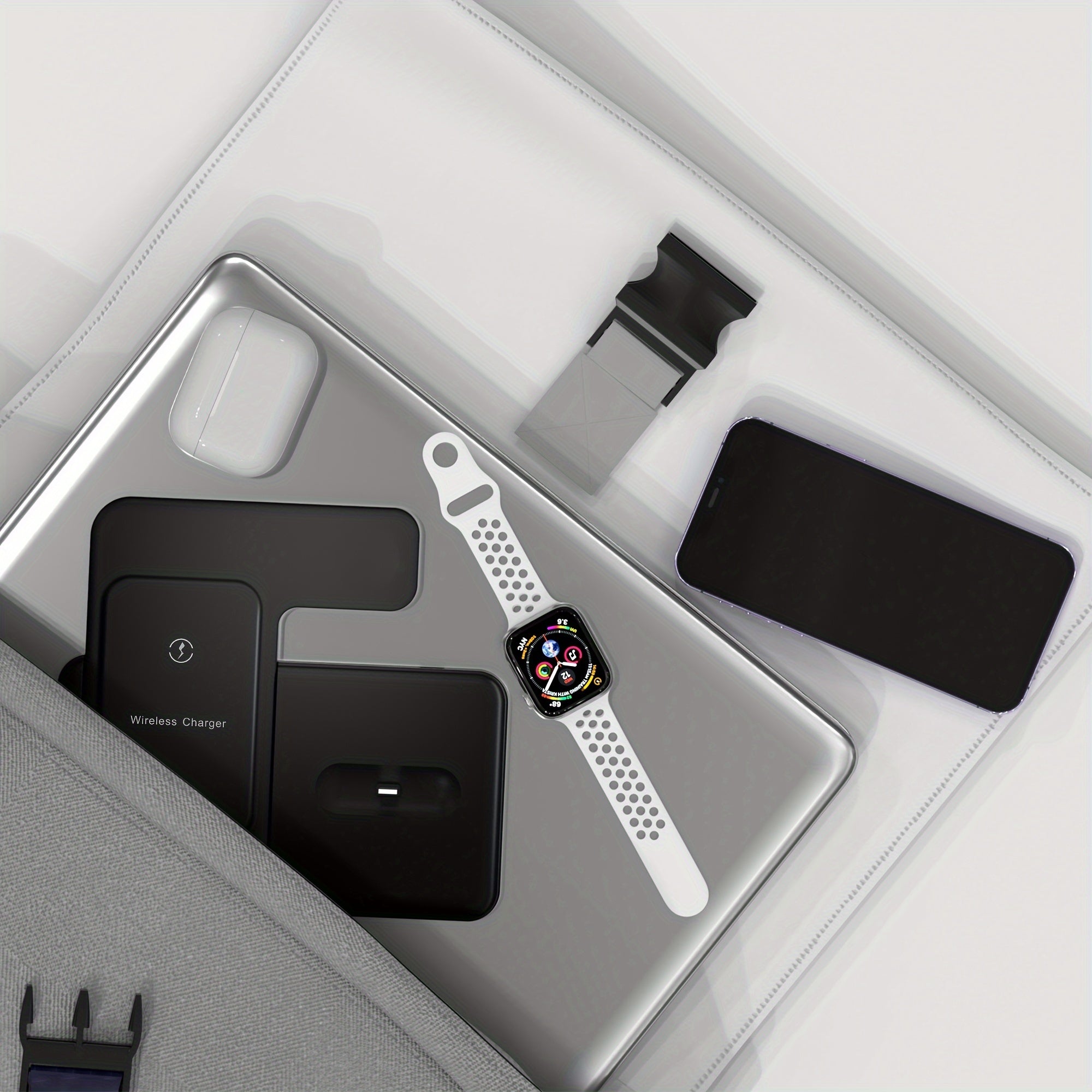 3 az 1-ben összecsukható vezeték nélküli töltő, gyors vezeték nélküli töltőállomás iPhone-hoz és apple termékekhez